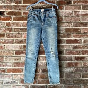 J Crew 10 High Rise Toothpick Jeans Cornfield Wash